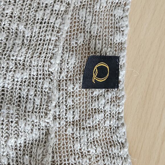 Beige Distressed Knit Sweater With Gold Studs On Long Sleeves - Picture 8 of 12